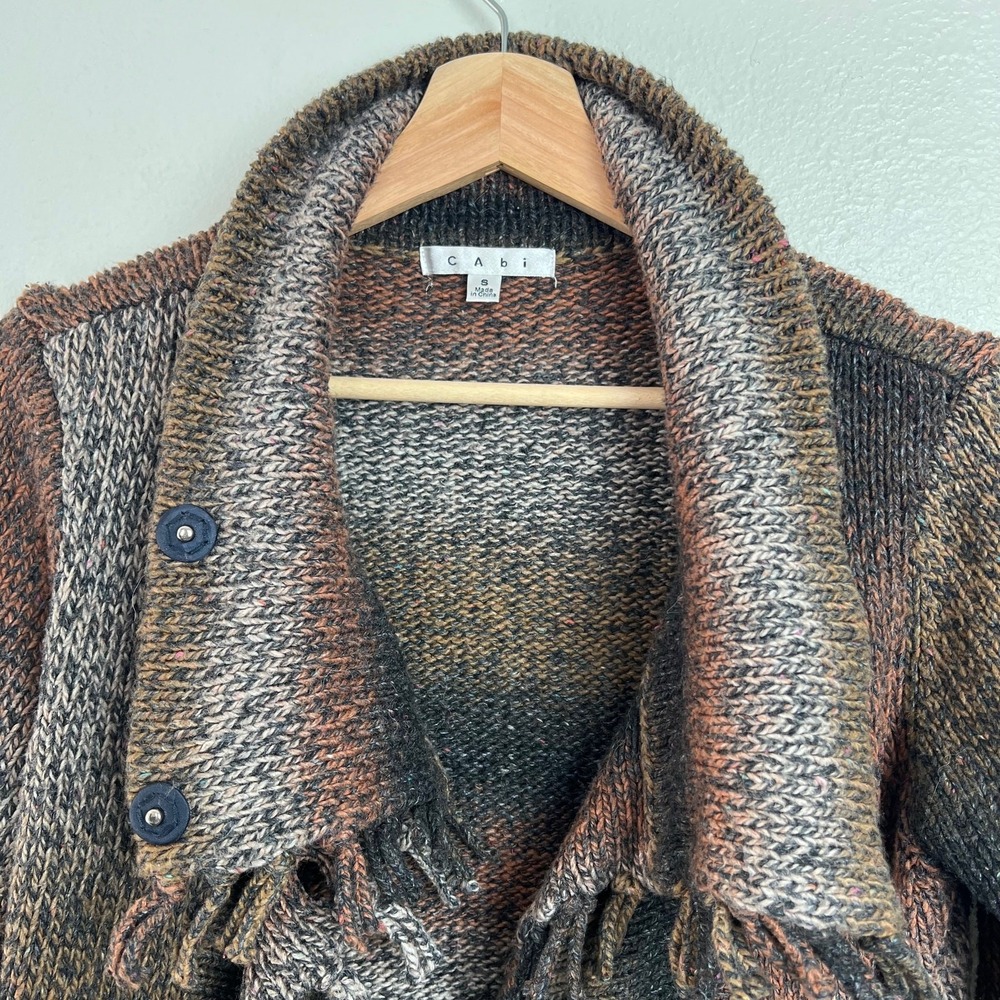 CAbi Women's‎ Small Frontier Fringe Double Breasted Cardigan Sweater Silk Blend - Picture 5 of 9